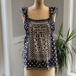 Polka Dot Sleeveless Top - Black and White